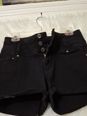 1st Kiss Black High-Rise Jeans with Decorative Button Fly